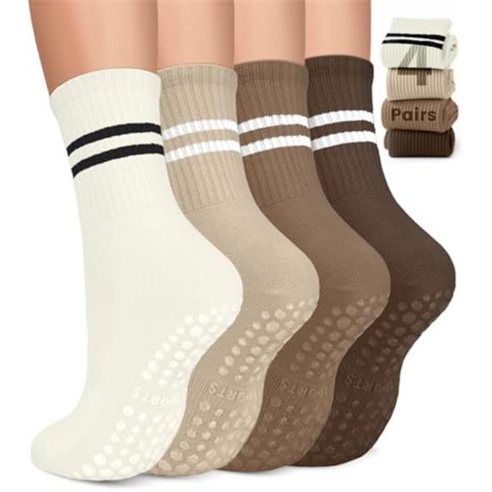3 Pairs Women's Pilates Socks Non Slip Grip Socks - Picture 1 of 5